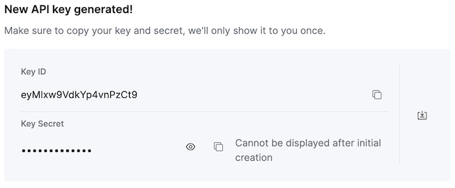 �Сведения о ключе API